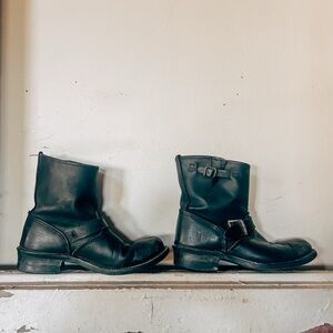 Frye Black Leather Moto Boots
